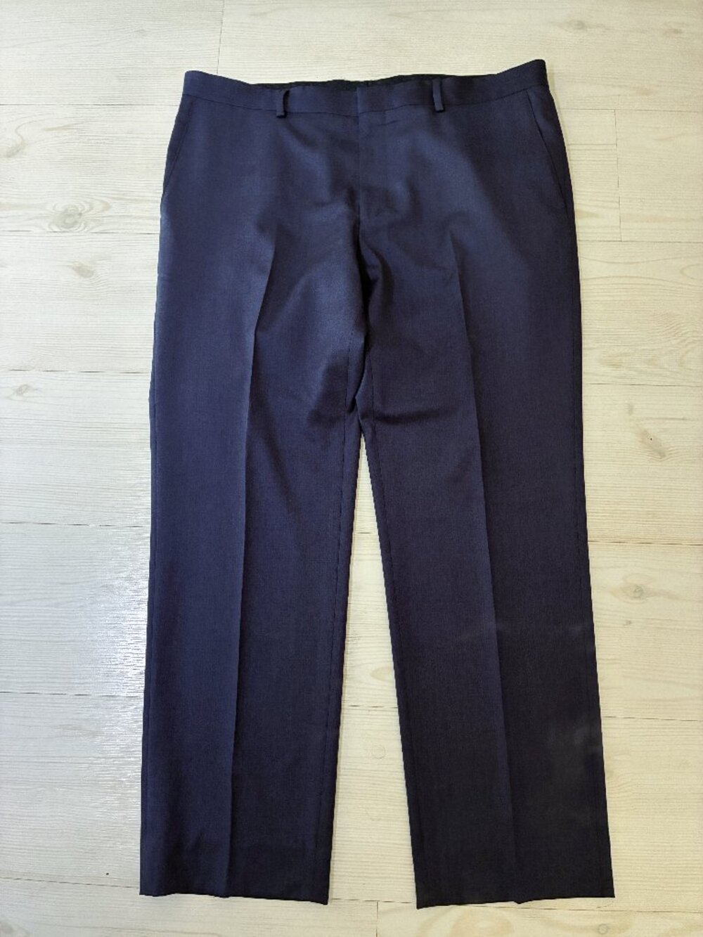 BOSS Hugo Boss H-Genius Navy Blue Virgin Wool Slim Fit Suit Pants Trousers 40/30